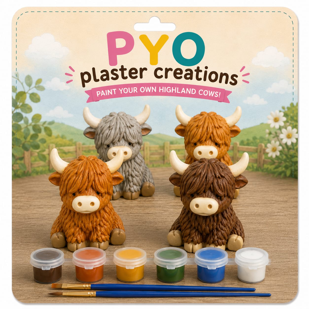 Highland Cows - Set of 3 Paint Your Own Plaster Kit