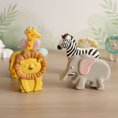 Safari animal set painted in bright cheerful colours