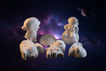 Paint Your Own Plaster Space Bumper Pack with dramatic deep space background