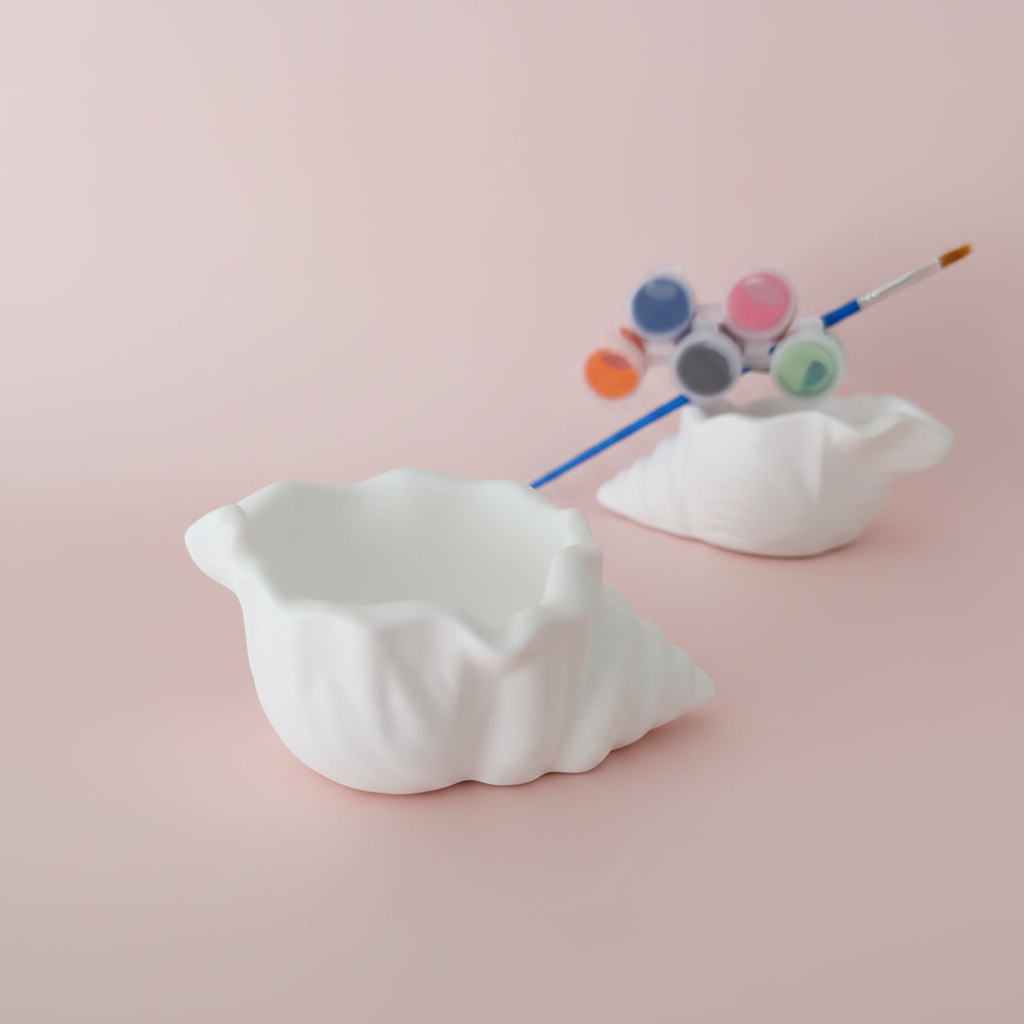 Shell plaster kits with blush pink background