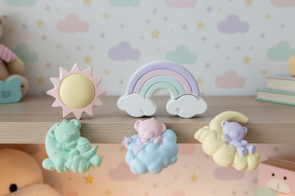 Paint Your Own Nursery Plaster Kit painted in soft pastel colours