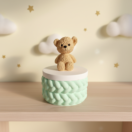 Painted Teddy Bear Trinket Box Nursery